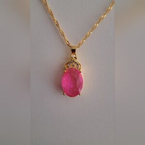 Elegant Pink Gemstone Pendant Necklace